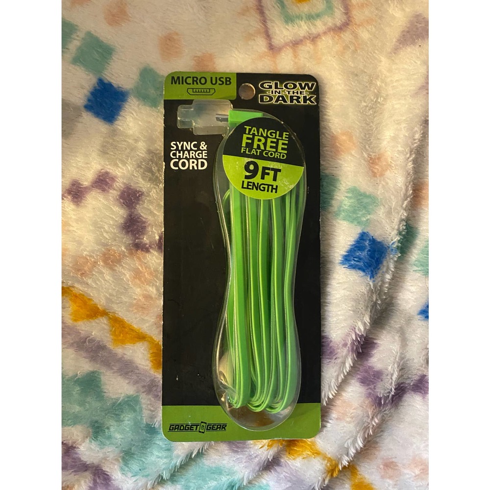 Micro USB 9FT Glow In The Dark Charging Cable